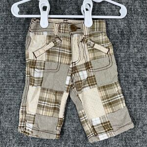 Old Navy Pants 3-6 Months Patchwork Quilted Elastic Waist Brown Cotton‎